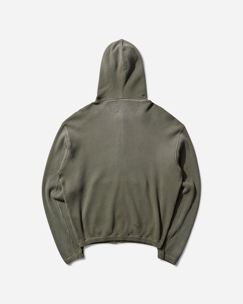 Mikina ROA Sun Faded Waffle Zip Up Hoodie Zelené | RBMW0513FA340 GRN0012