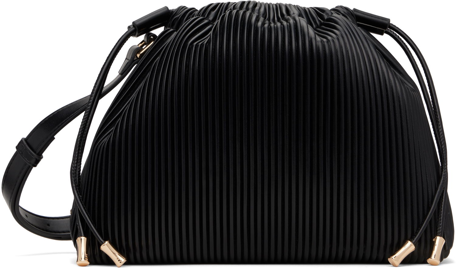 Kabelka A.P.C. Black Pleated Leather Drawstring Bag Čierna | PUABU-F61583, 0