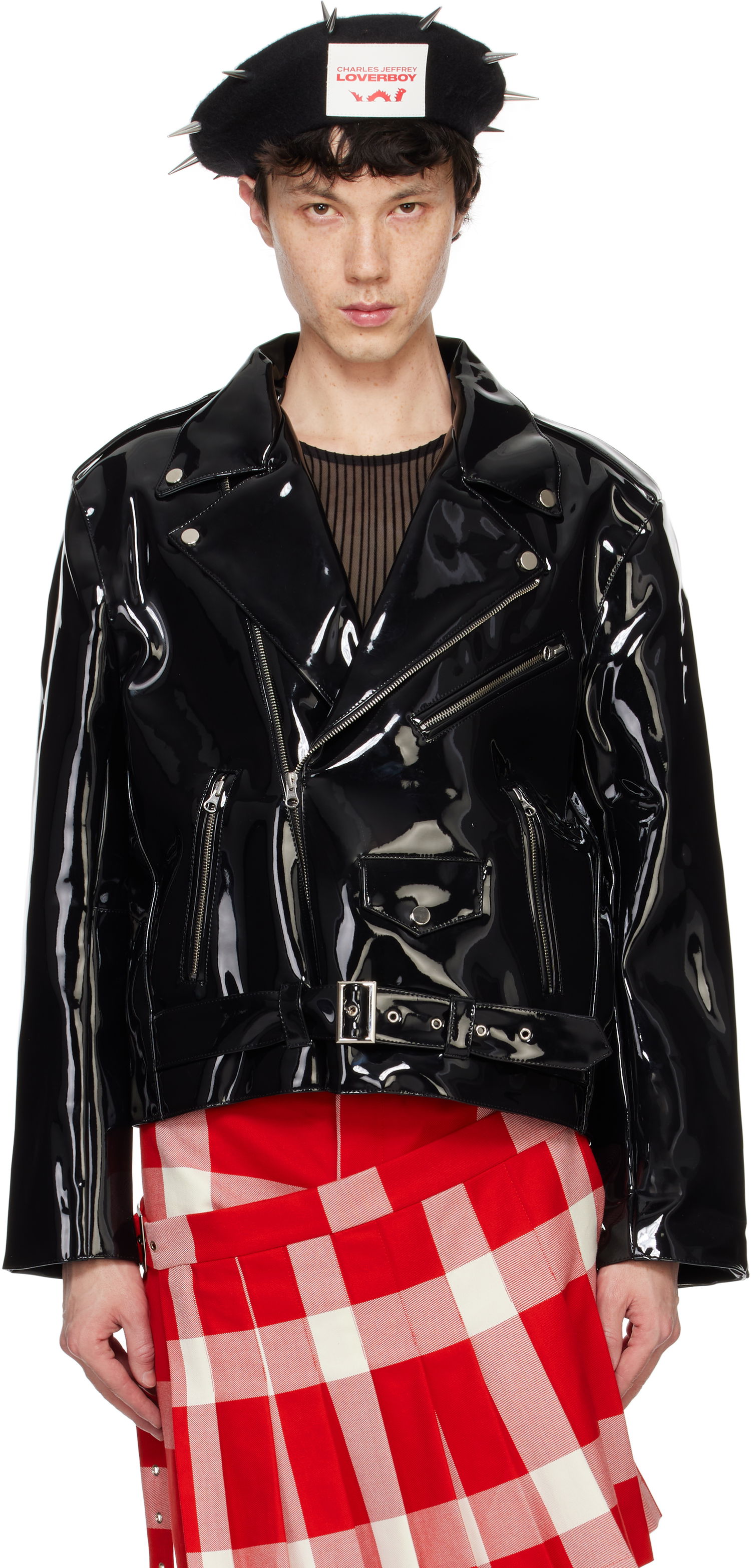 Bomber bunda Charles Jeffrey Loverboy Biker Jacket With Belt Čierna | 42010201, 0