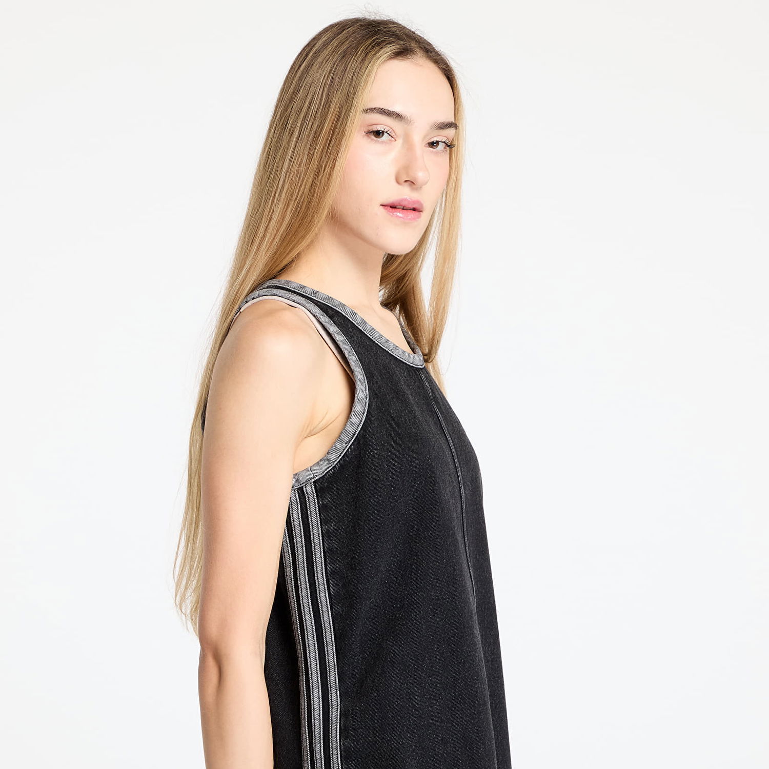 Šaty adidas Originals Adicolor Denim 3 Stripes Tank Dress Čierna | JD3108, 1