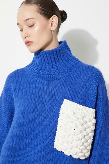Sveter JW Anderson JW Anderson Textured Patch Pocket Turtleneck Sweater Modrá | KW1150.YN0144.823, 4