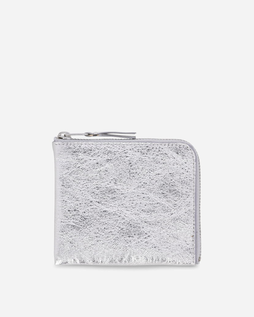 Peňaženka COMME des GARÇONS Silver Line Crinkled Metallic Zip Around Wallet Metalická | SA3100G SIL
