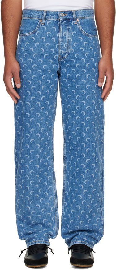 Džínsy Marine Serre Moon Laser Baggy Jeans Modrá | MPA070BCDEN0002, 0