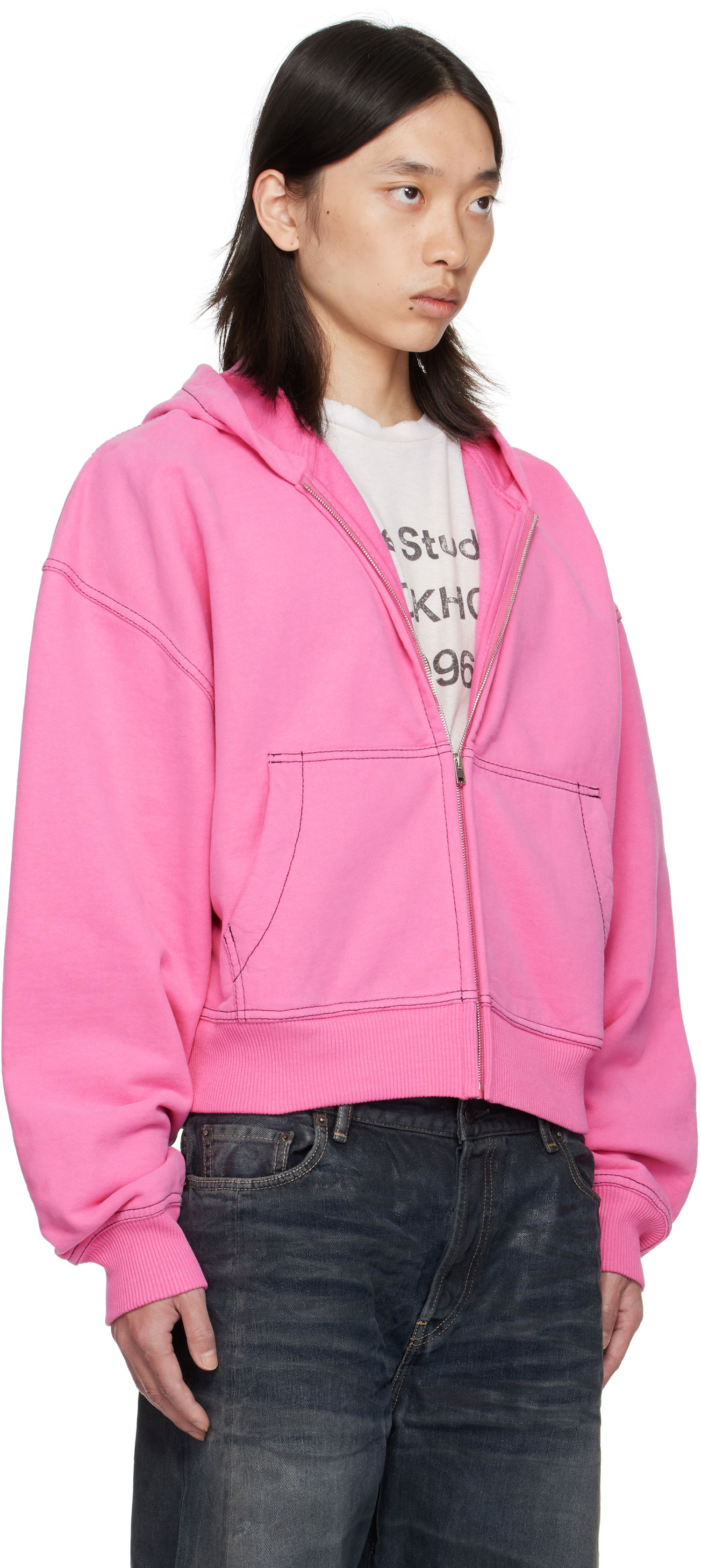 Mikina Acne Studios Acne Studios Zip-Up Hoodie Ružová | CI0208-, 1