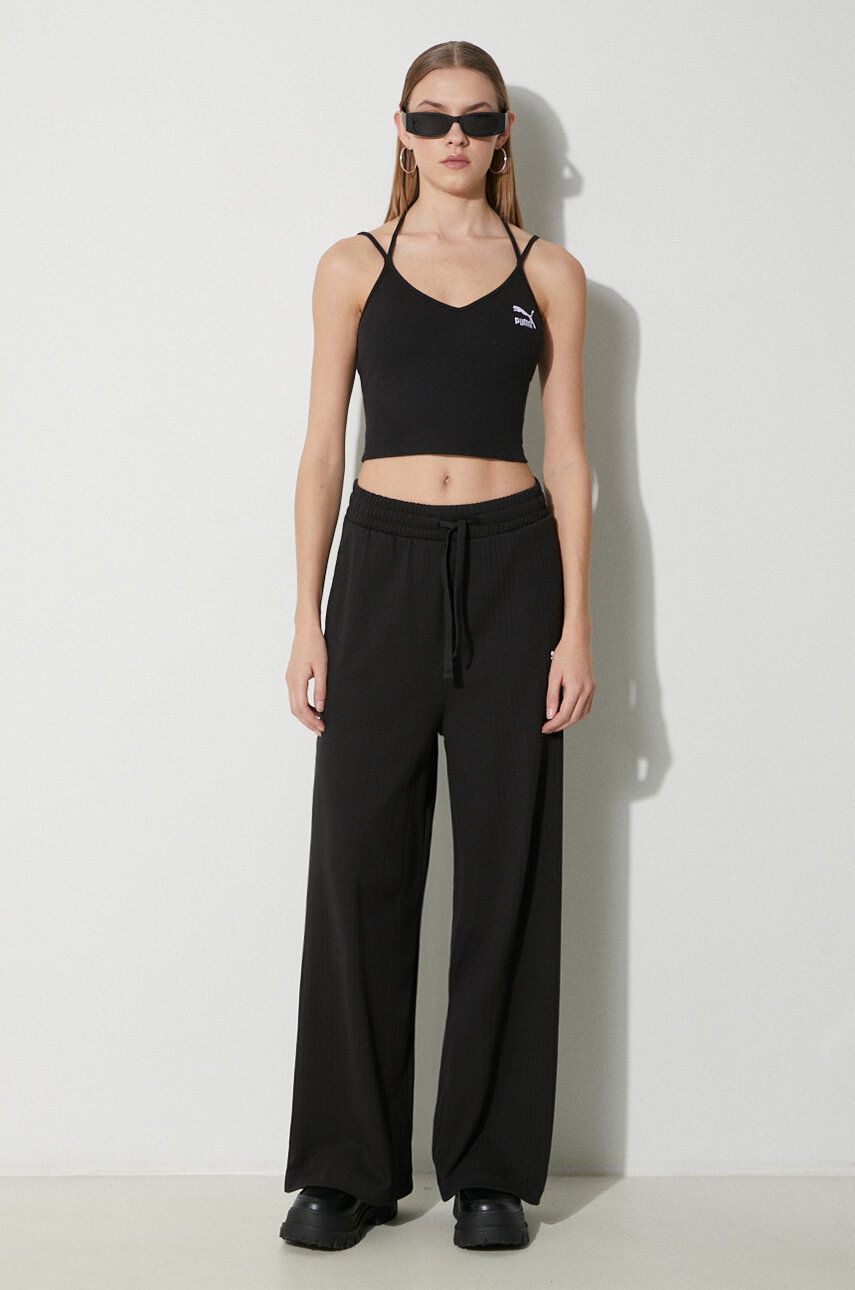 Tielko Puma Puma Ribbed Tie-Strap Crop Tank Top Čierna | 624255, 1