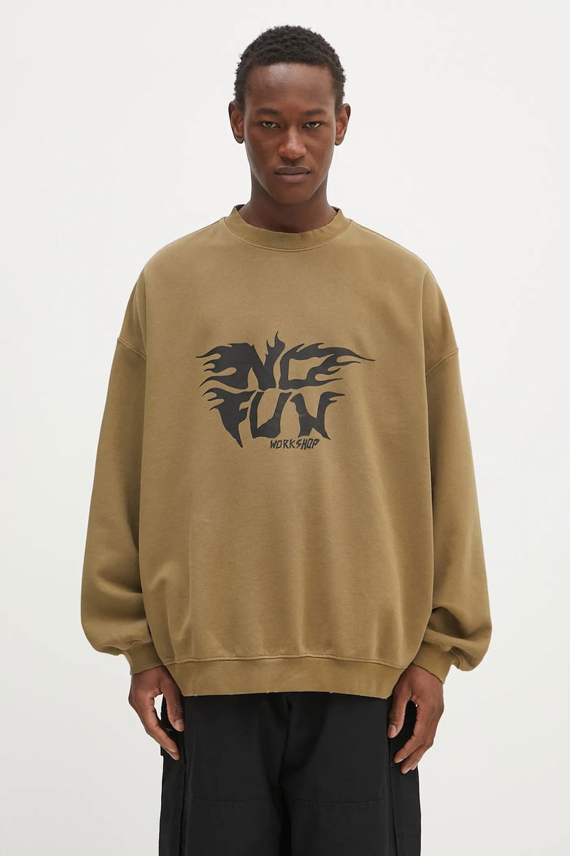 Mikina 032C 032C 'No Fun' Workshop Print Sweatshirt Hnedá | S25.URC.0522.450