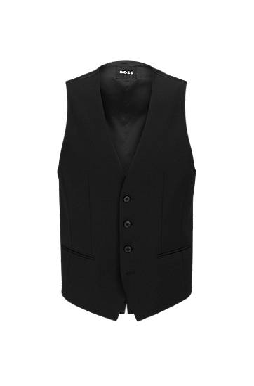 Vesta BOSS BOSS Slim-Fit Virgin-Wool Blend Waistcoat Čierna | 50482736, 0