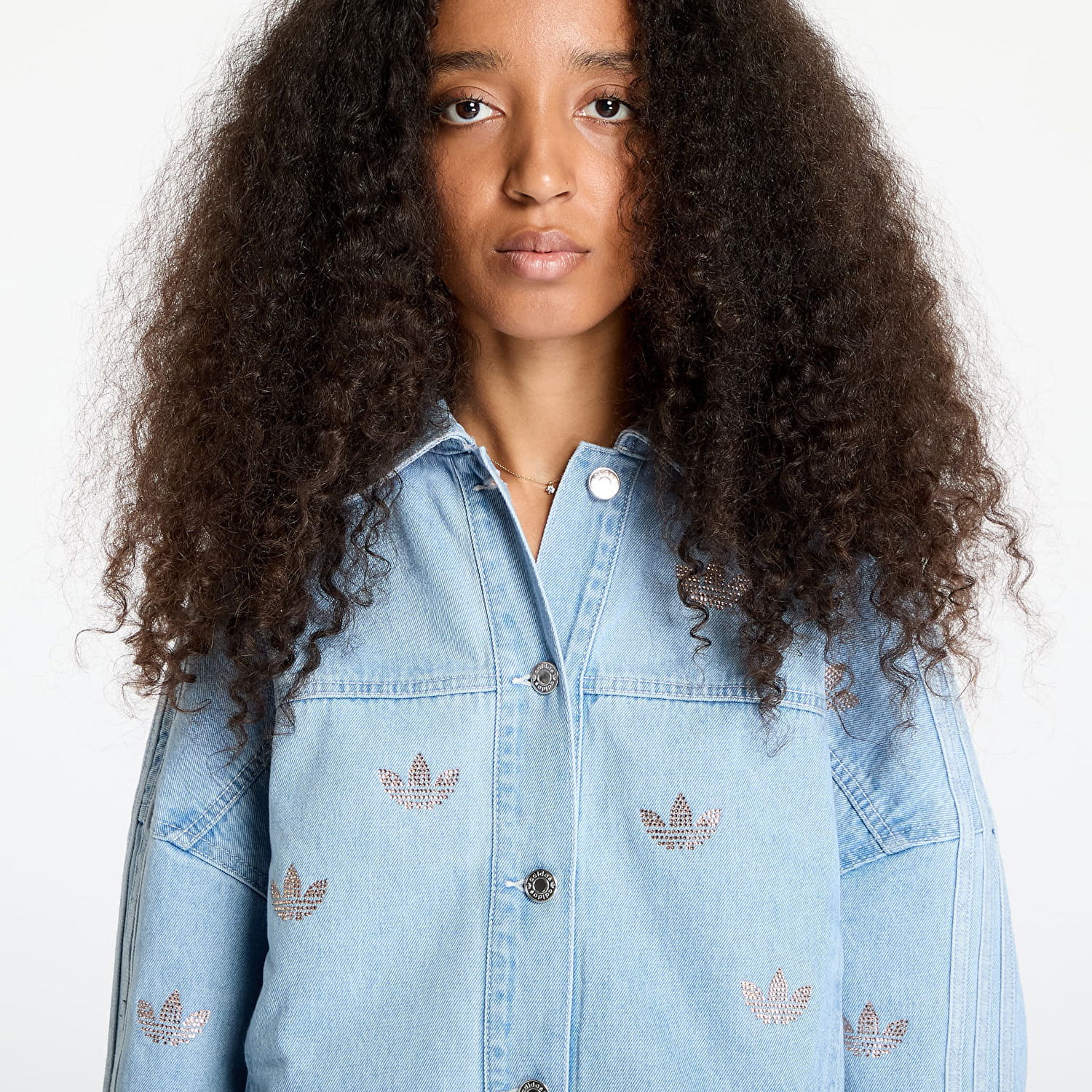 Bunda adidas Originals Denim Jacket Rhinestone Clear Blue Modrá | JN3021, 1