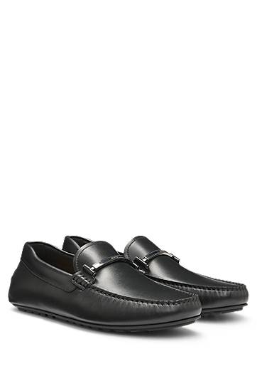 Tenisky a topánky BOSS Leather Loafers with Branded Hardware Čierna | 50548100, 1