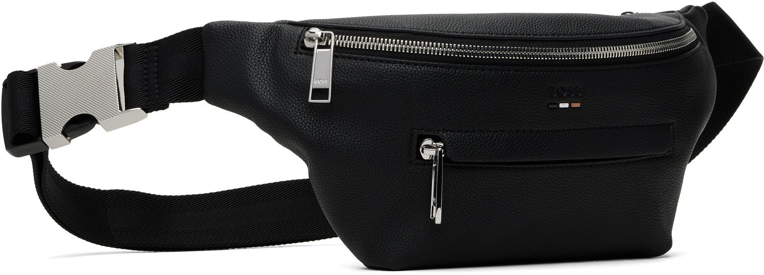 Batohy a tašky BOSS Black Grained Faux-Leather Pouch Čierna | 50523434, 1