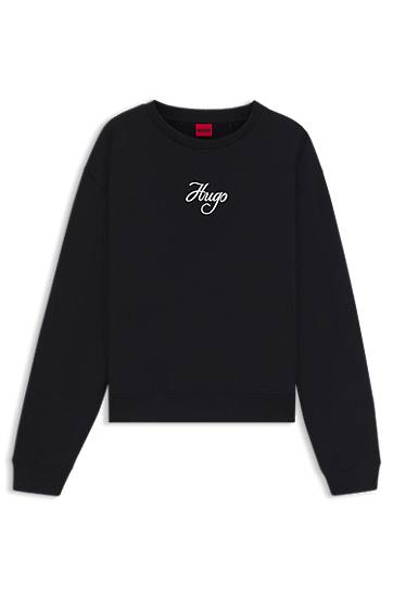 Mikina BOSS Oversized-Fit Cotton-Terry Sweatshirt with Glitter Logo by HUGO Čierna | 50550149
