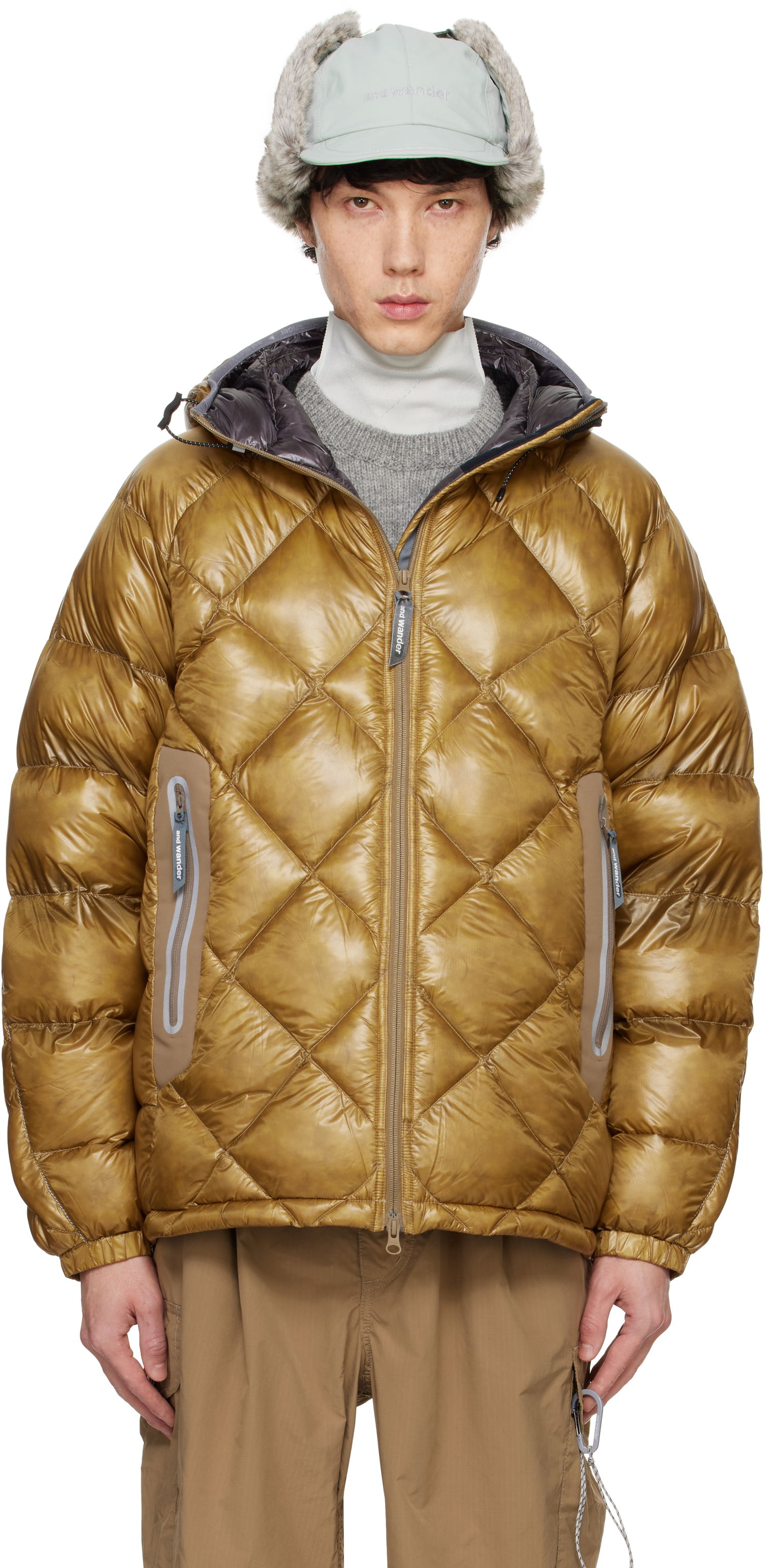 Prešívaná bunda and wander Diamond Stitch Down Jacket Hnedá | 5744231105, 0