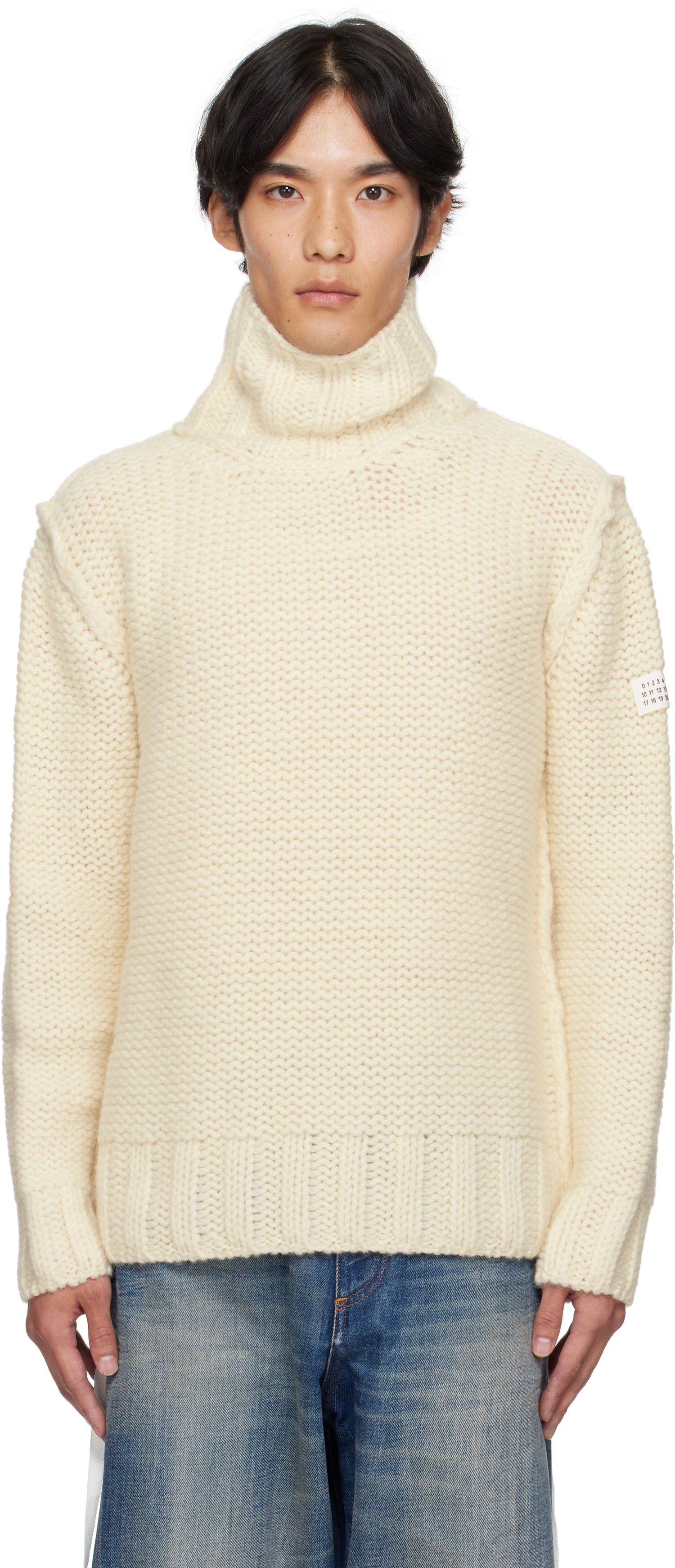 Sveter Maison Margiela MM6 Maison Margiela Chunky Wool Turtleneck Sweater Biela | SH2HA0008 M13166, 0