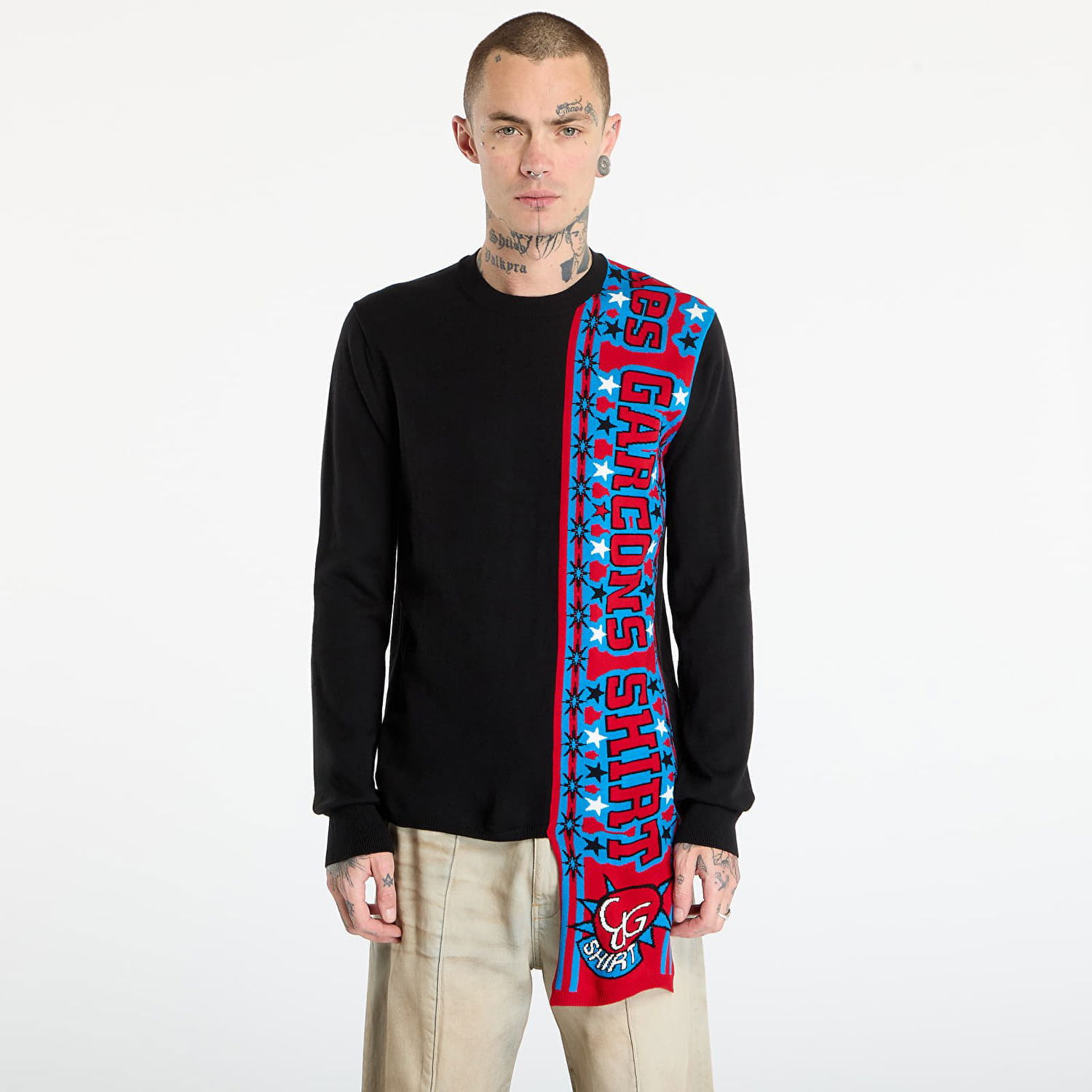 Sveter Comme des Garçons Comme des Garçons SHIRT Soccer Scarf Knitted Sweater Čierna | FP-N004-W25 Black, 0
