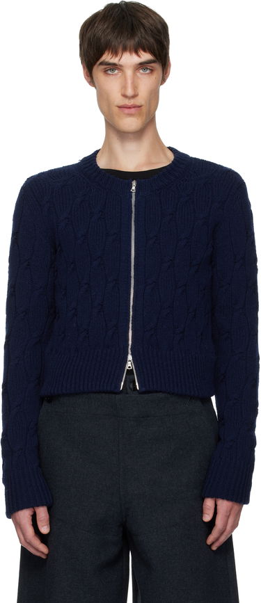 Sveter Dries Van Noten Dries Van Noten Cable-Knit Full-Zip Cardigan Navy | 252-021212-2707, 0