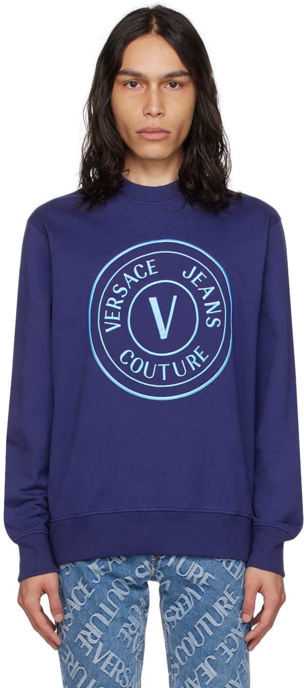 Mikina Versace Jeans Couture V-Emblem Sweatshirt Navy | E75GAIT04_ECF06T, 0