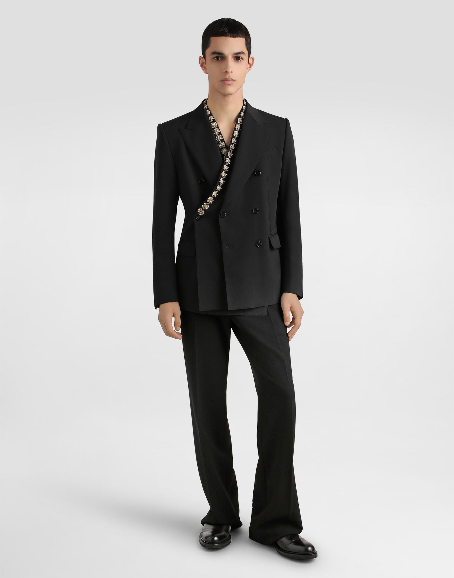 Bunda Dolce & Gabbana Dolce & Gabbana Double-breasted Sicilia Bistrecht Wool Canvas Jacket Čierna | G2VE2ZFUBGBN0352, 1