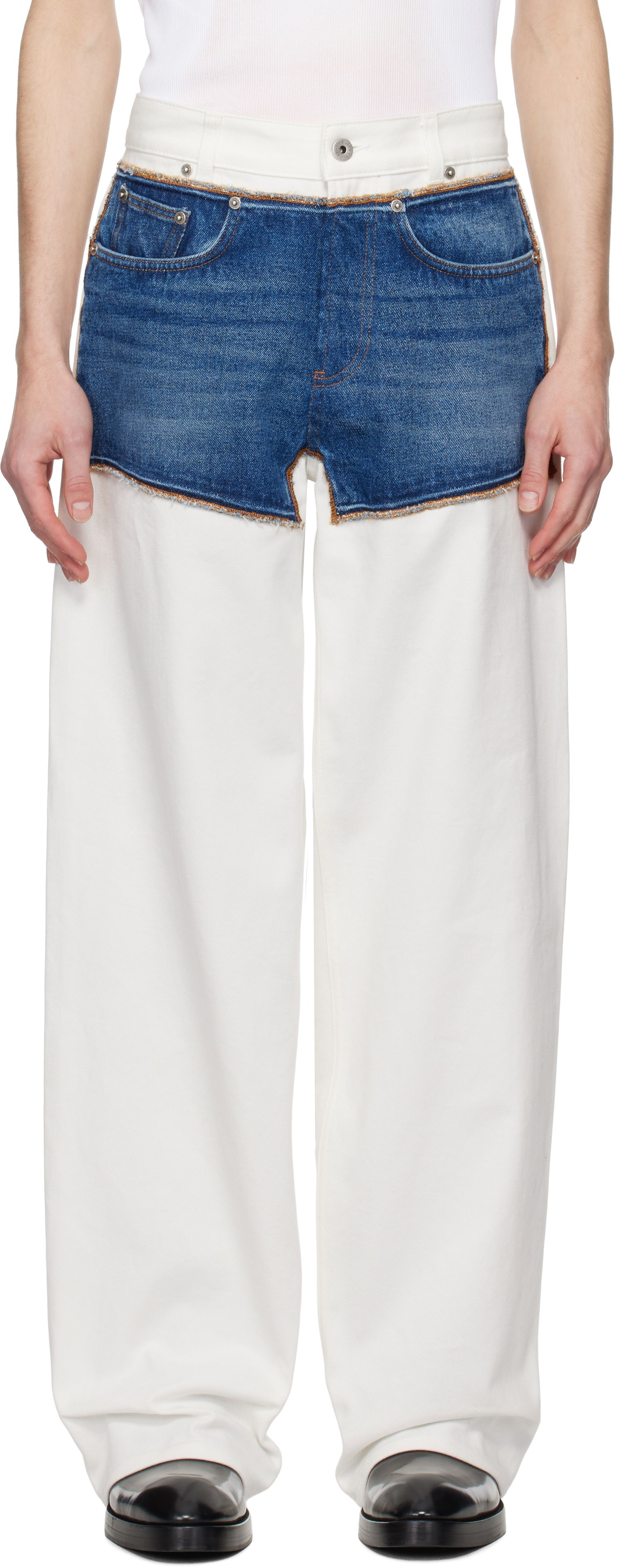Džínsy Jean Paul Gaultier Jean Paul Gaultier 'The Petit Grand' Two-Tone Wide-Leg Jeans Modrá | 25/33-F-JE166-D018-0357, 0