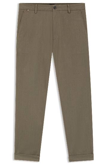 Nohavice BOSS Modern-fit trousers in brushed twill Hnedá | 50549461, 0