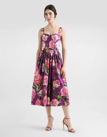 Šaty Dolce & Gabbana Dolce & Gabbana Rose Print Cotton Midi Dress Fialová | F6ZT1THS5TDHP5IG, 1