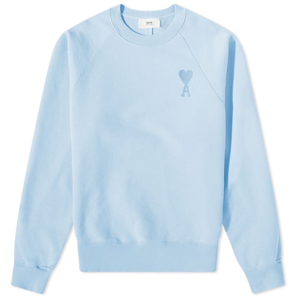 Mikina AMI Tonal Heart Crew Sweat Modrá | USW002-747450, 0