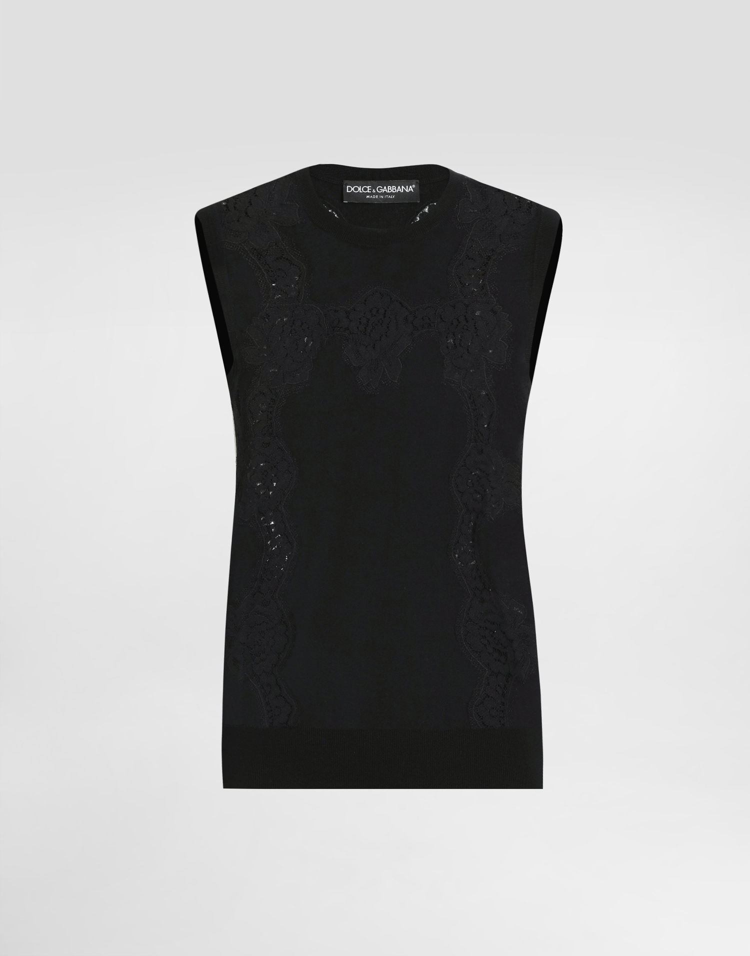 Tielko Dolce & Gabbana Dolce & Gabbana Wool and Lace Tank Top Čierna | FXT02TJDVCSN0000, 0