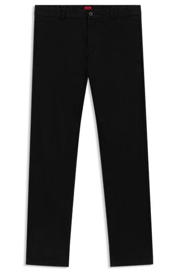 Nohavice BOSS Slim-Fit Stretch-Cotton Gabardine Trousers Čierna | 50530886, 0