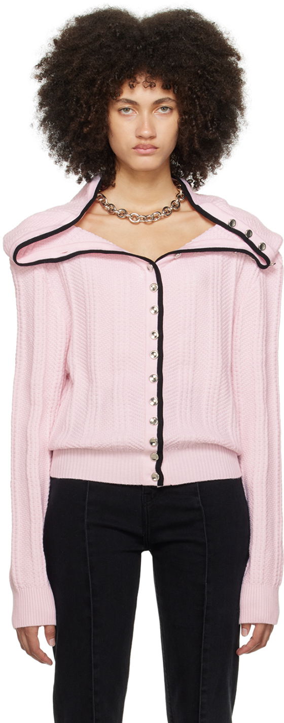 Sveter Y/PROJECT Pink Ruffle Necklace Cardigan Ružová | WMCARDIGAN12-S25, 0