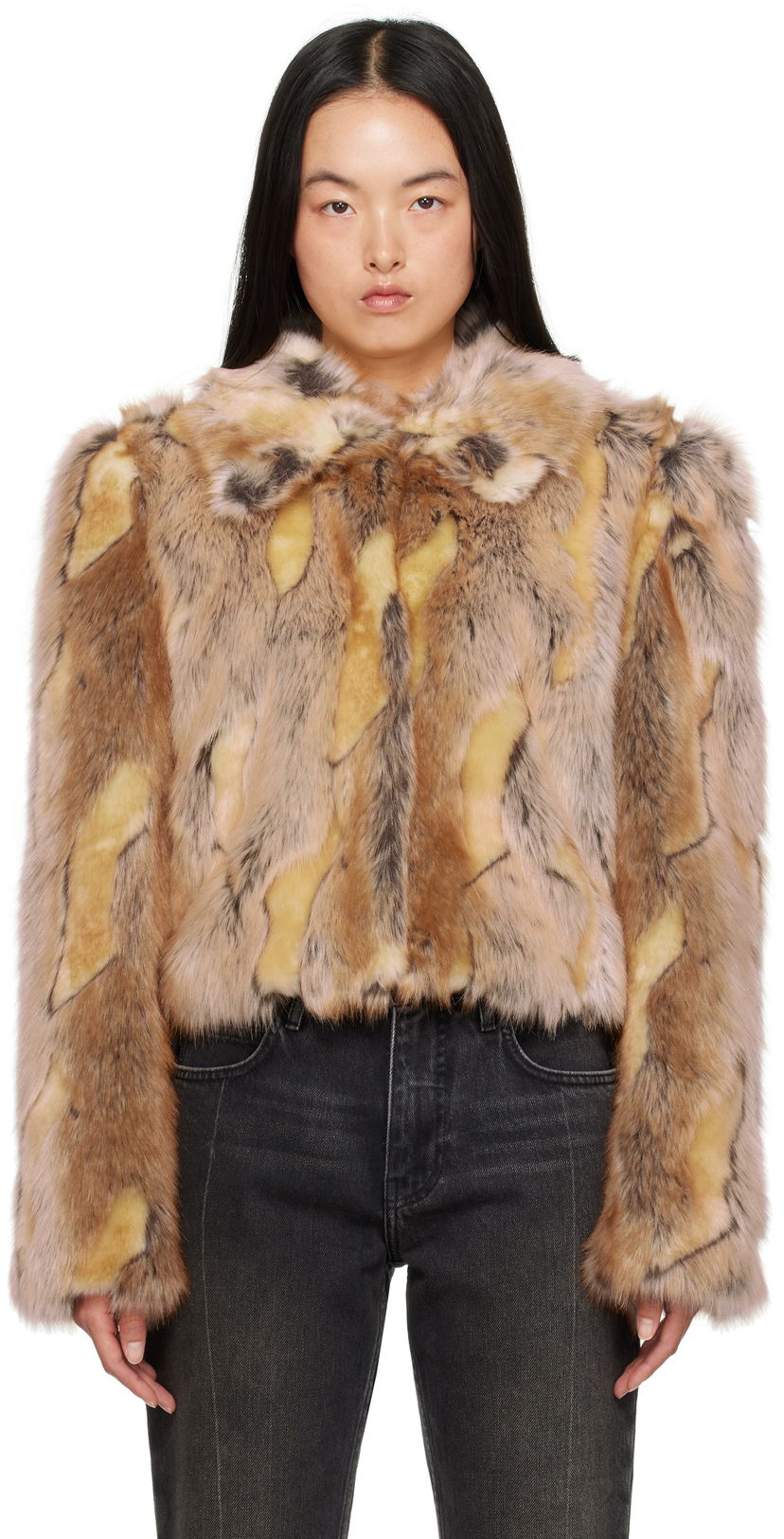 Bunda GUESS Paneled Faux-Fur Jacket Hnedá | W4BN33WGE20