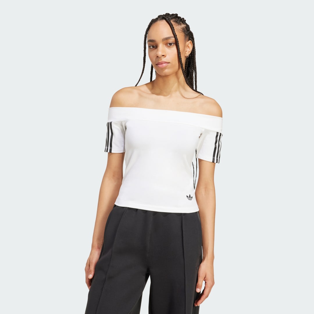 Tričko adidas Performance Adicolor Bandeau Off-The-Shoulder Tee Biela | JV9741, 0