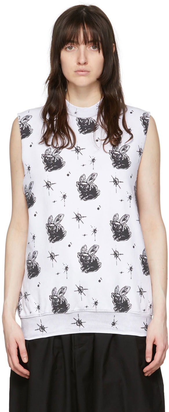 Tielko We11done We11done Graphic Print Tank Top Biela | WD-TV1-22-559-U-WH, 0