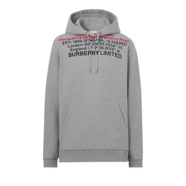 Mikina Burberry Location Print Hoodie Šedá | 8048283, 0