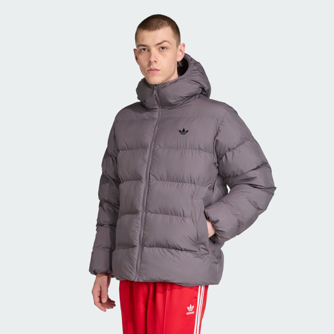 Prešívaná bunda adidas Performance Hooded Puffer Jacket Šedá | JX4122, 0