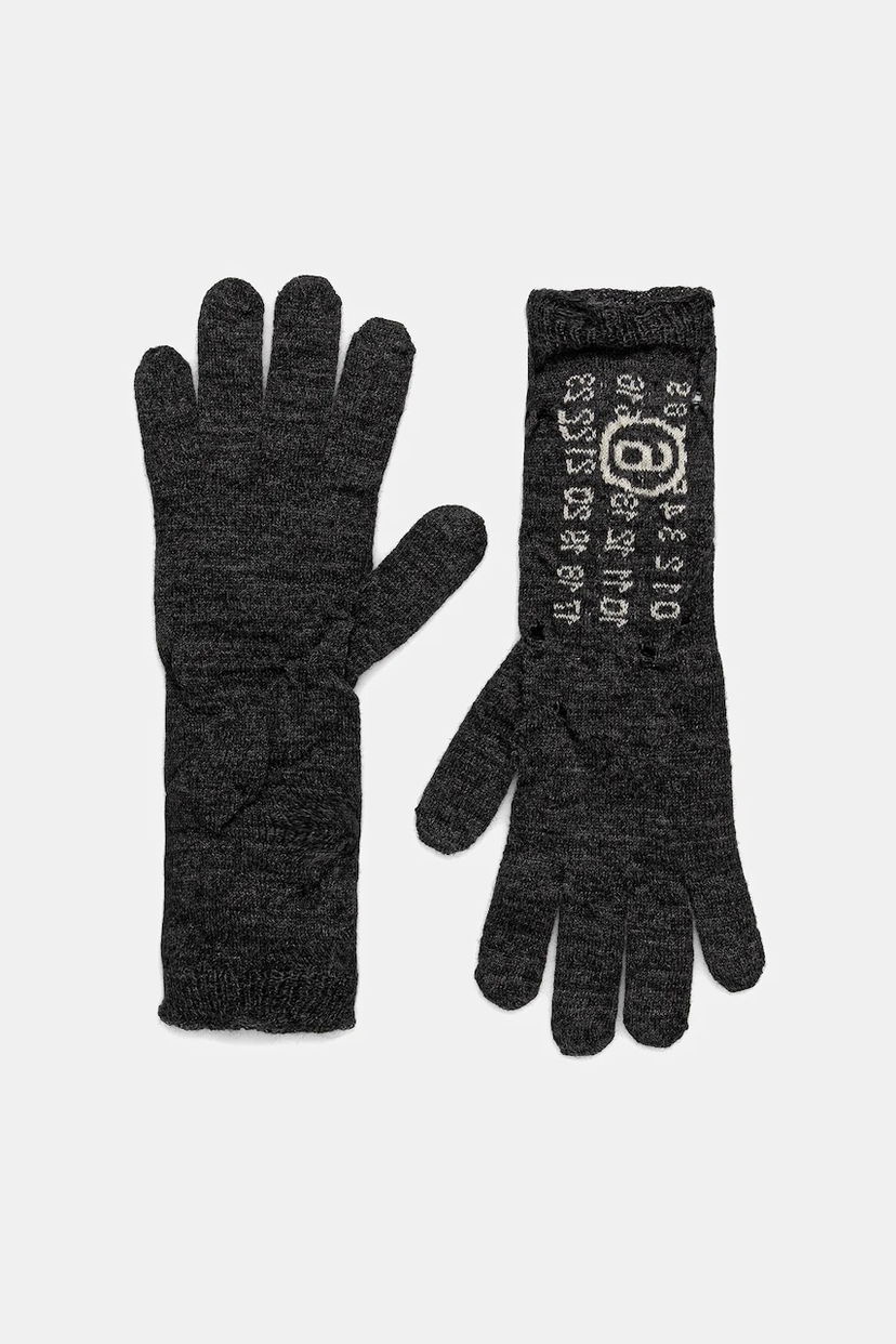 Rukavice Maison Margiela MM6 Maison Margiela Wool Knitted Gloves with Signature Numbers Print Šedá | S52TS0043.M13135.855