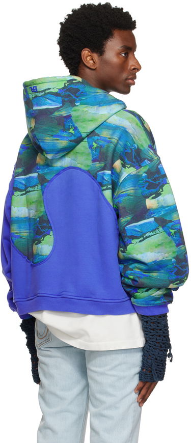 Mikina ERL Paneled Graphic Hoodie Modrá | ERL06T038, 2