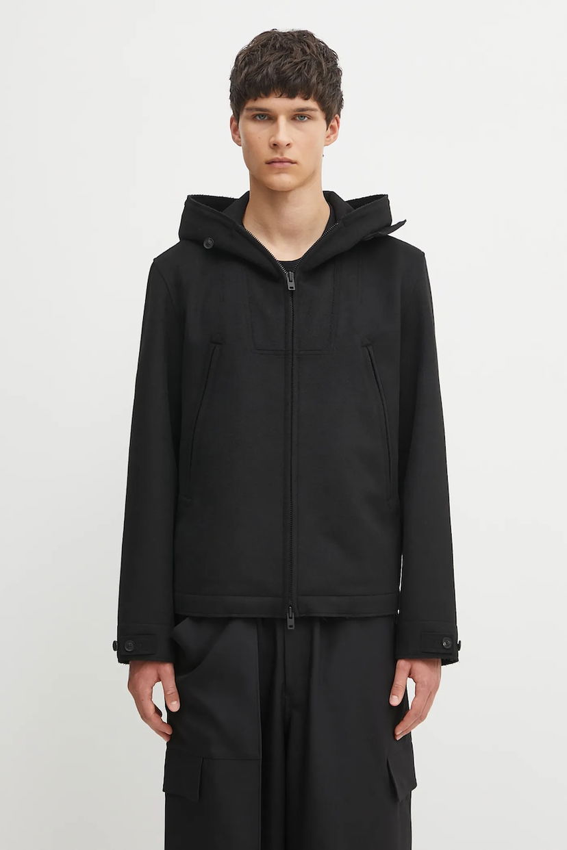 Bunda Y-3 Y-3 Bonded Melton Hooded Jacket Čierna | JX4821