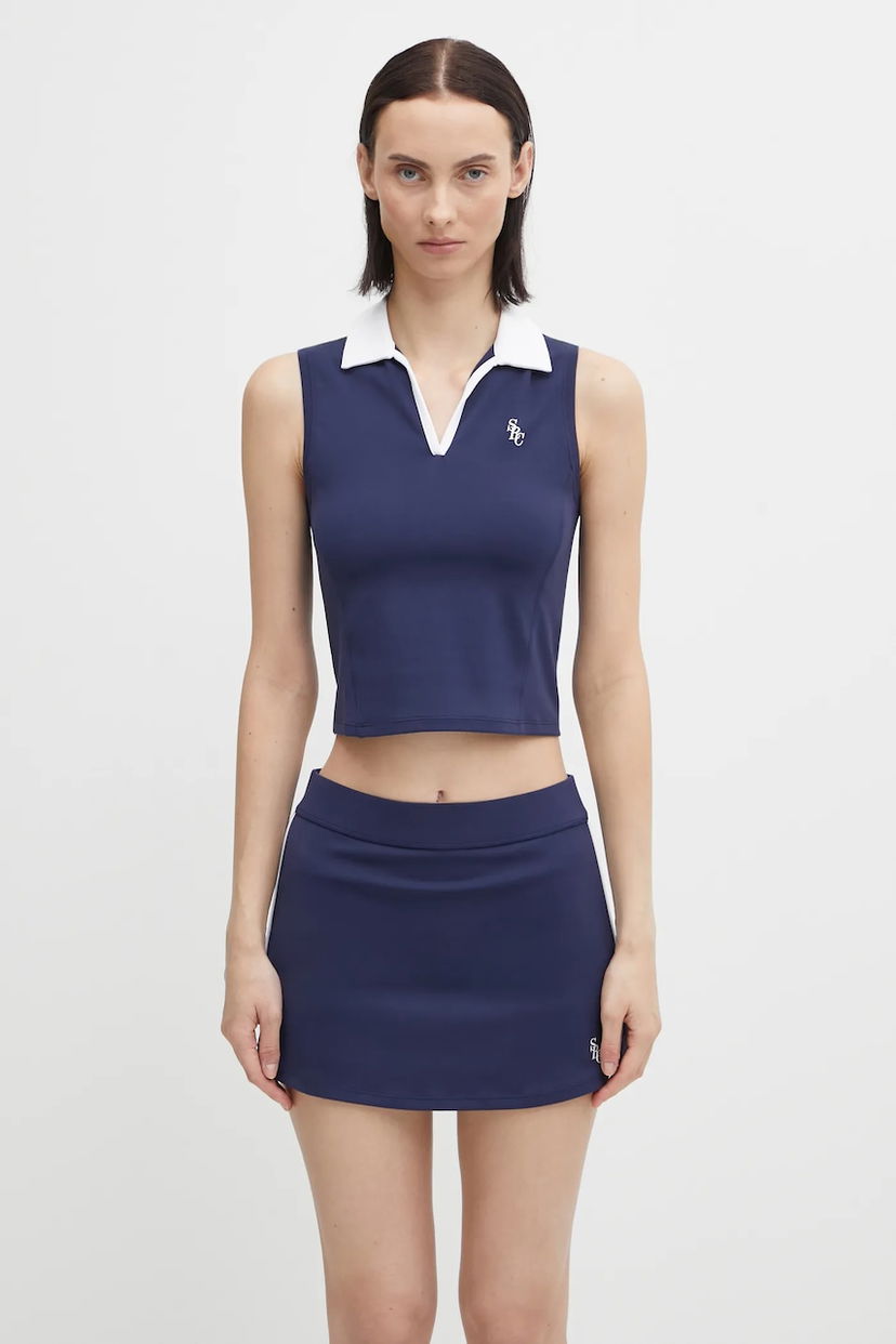Polo tričko Sporty & Rich Src Sports Sleeveless Cropped Polo Top Navy | TO024621302BL107