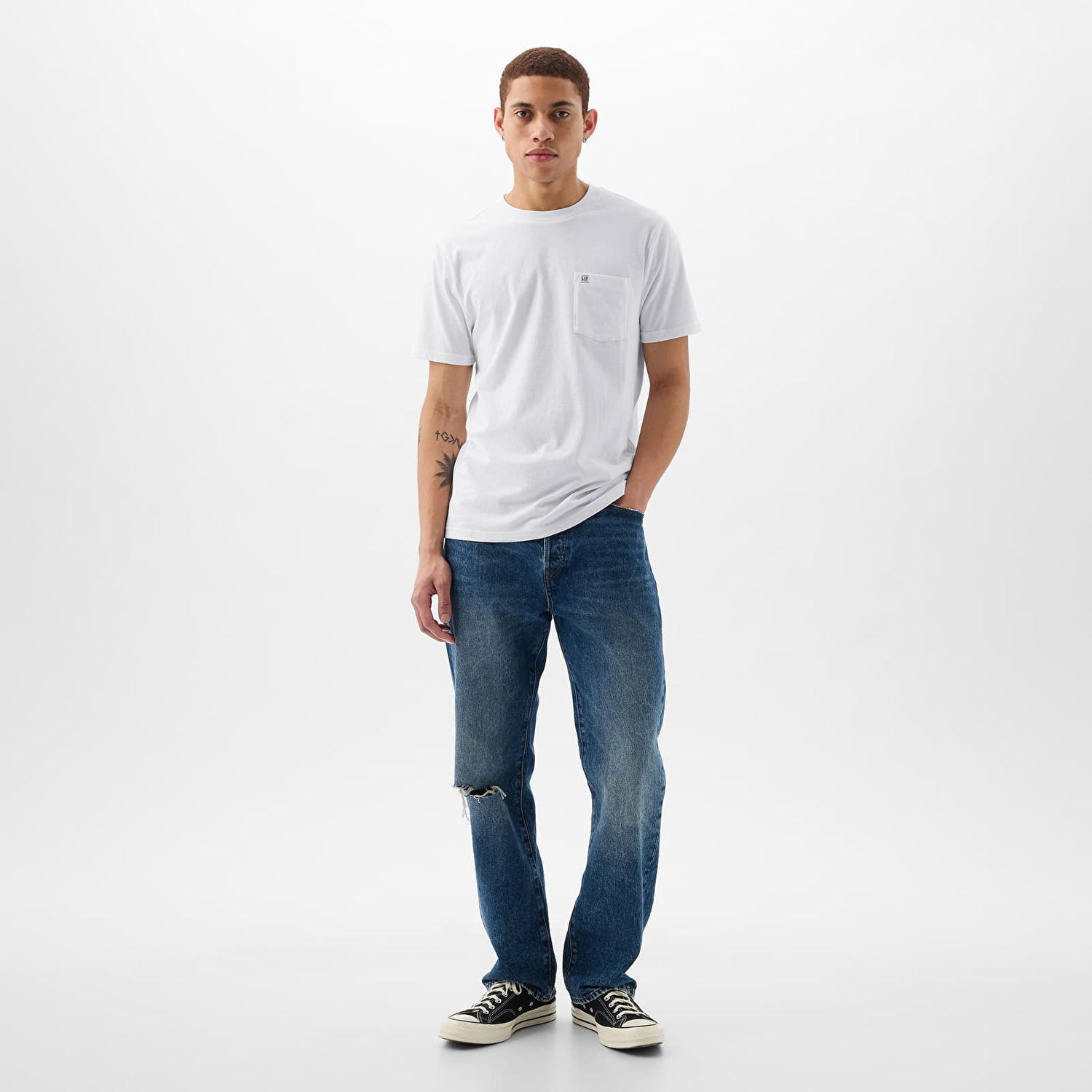 Tričko GAP Pocket Micro Logo Tee Optic White V6 Biela | 857901-04, 1
