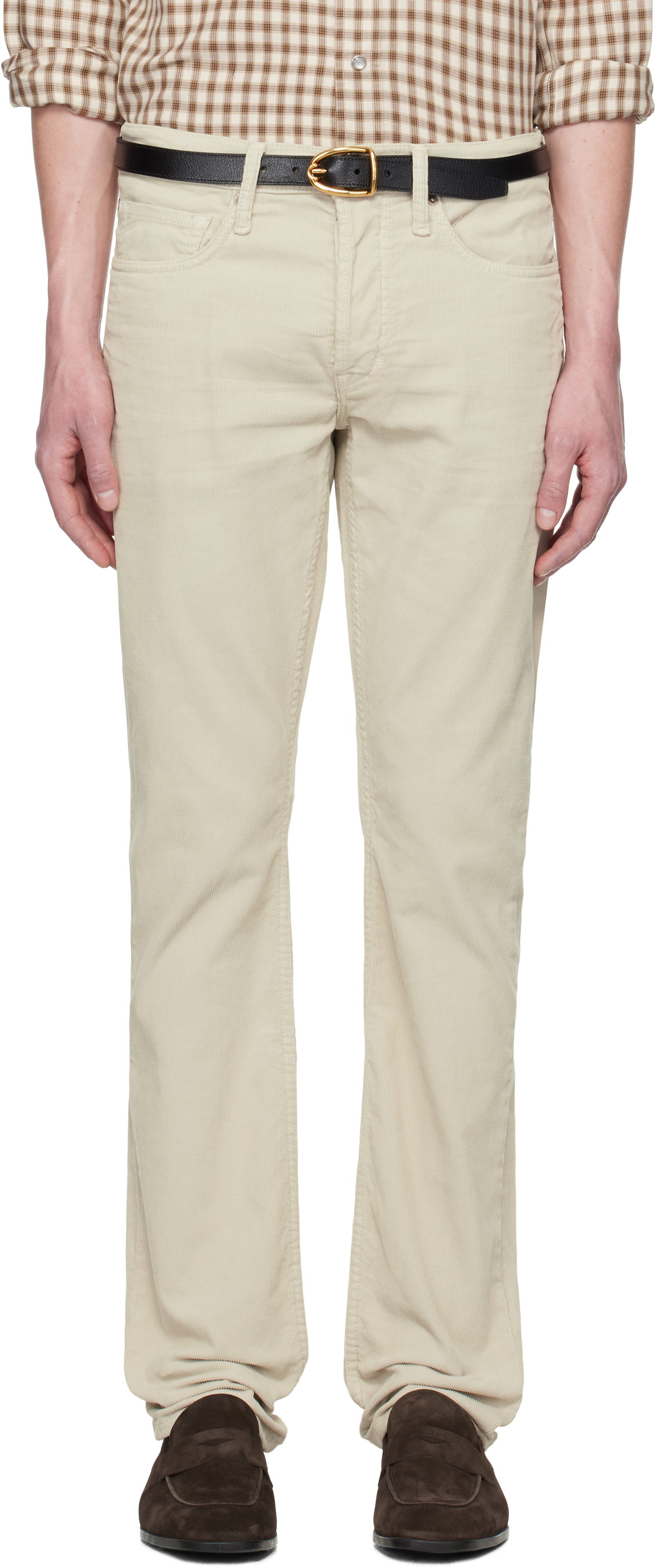 Džínsy Tom Ford TOM FORD Micro Cord Slim Fit Jeans Béžová | DPH001-DMC033F23, 0