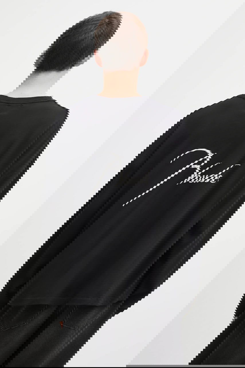 Tričko Rhude Classique reverse Cotton Long-Sleeve T-Shirt Čierna | RHFW25TT10012, 0