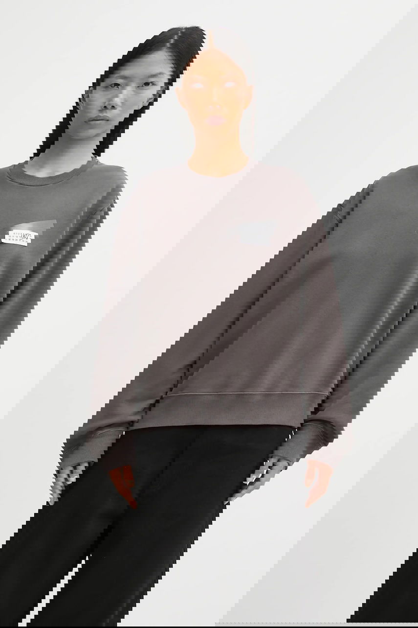 Mikina Maison Margiela MM6 Maison Margiela Crewneck Sweatshirt with Appliqué Šedá | S62GU0143.M25024.810, 0