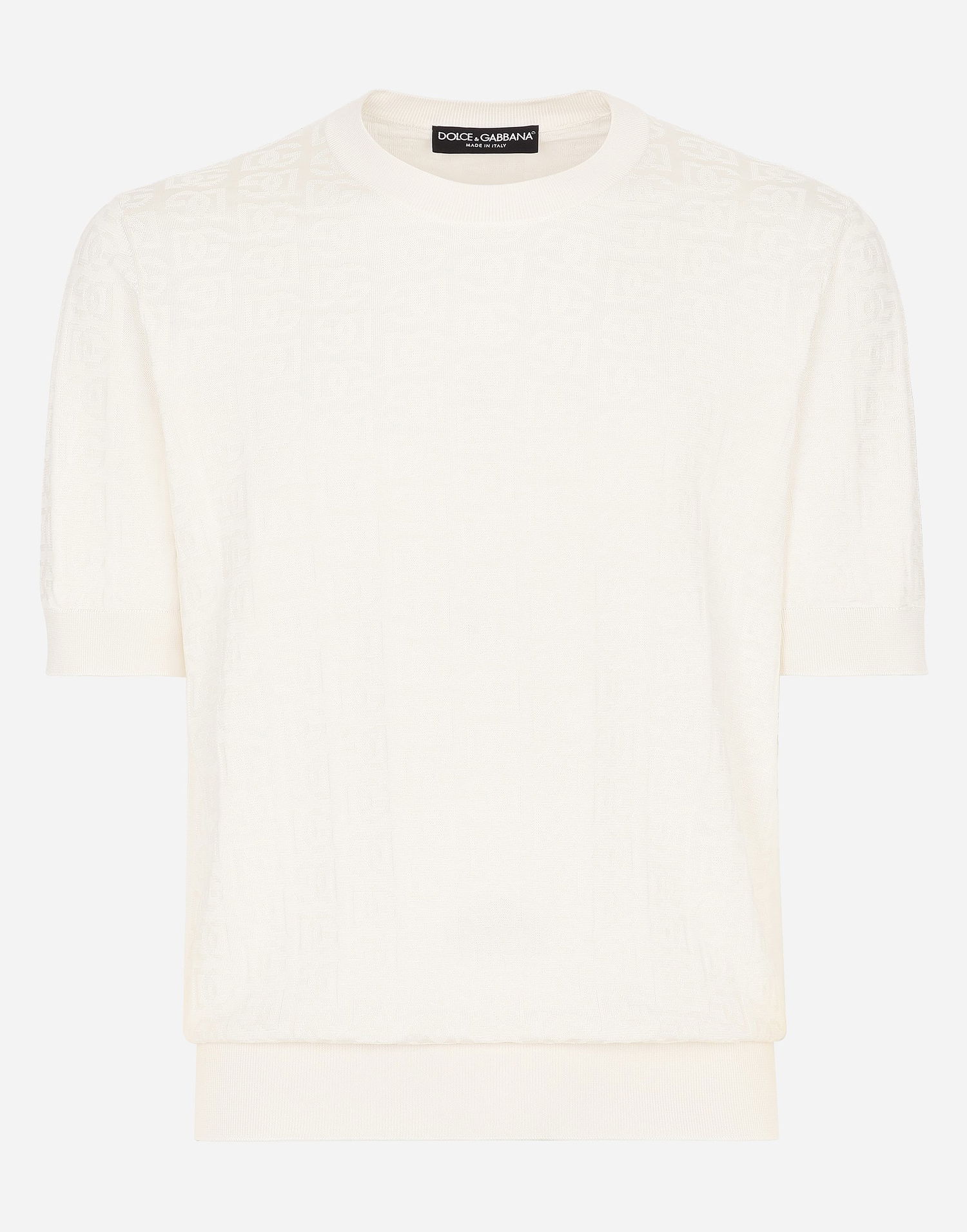 Sveter Dolce & Gabbana Jacquard Round-neck Sweater Biela | GXX03TJBSKEW0001, 0