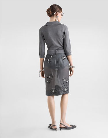 Sukňa Dolce & Gabbana Dolce & Gabbana Organza Midi Skirt with Floral Embroidery Šedá | F4C1BZGDCTCS8400, 2