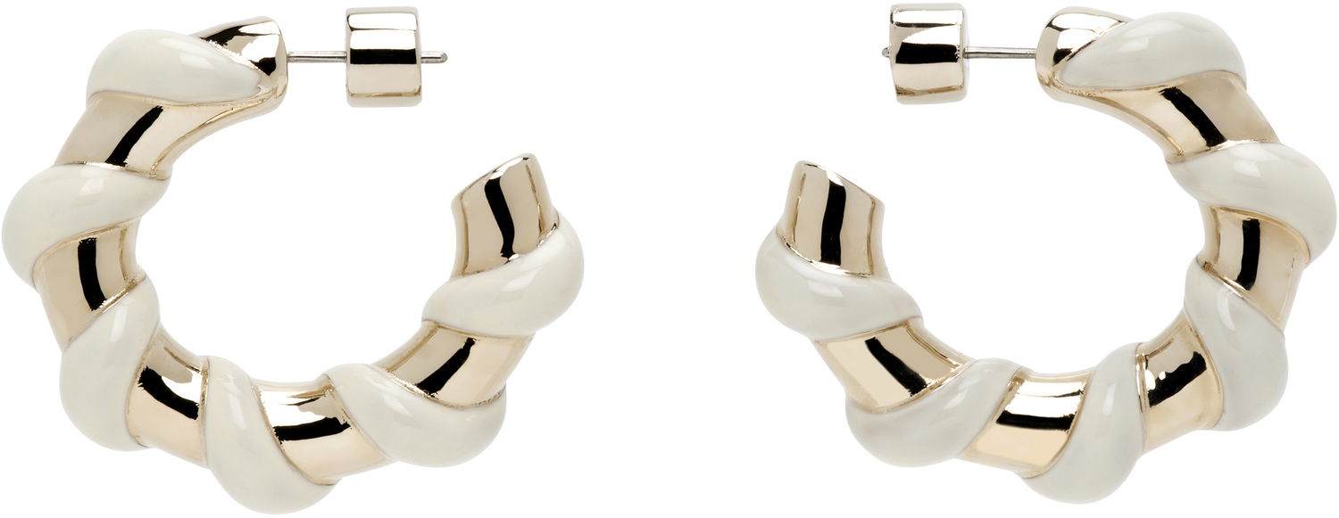 Náušnice LANVIN Lanvin Melodie Candy Twisted Hoop Earrings Biela | AW-CJFBO5-ENCY-P25, 0