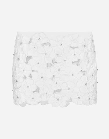 Sukňa Dolce & Gabbana Cotton Miniskirt With Floral Embroidery And Rhinestone Embellishment Biela | F4CC8ZGDCKAW0800, 0