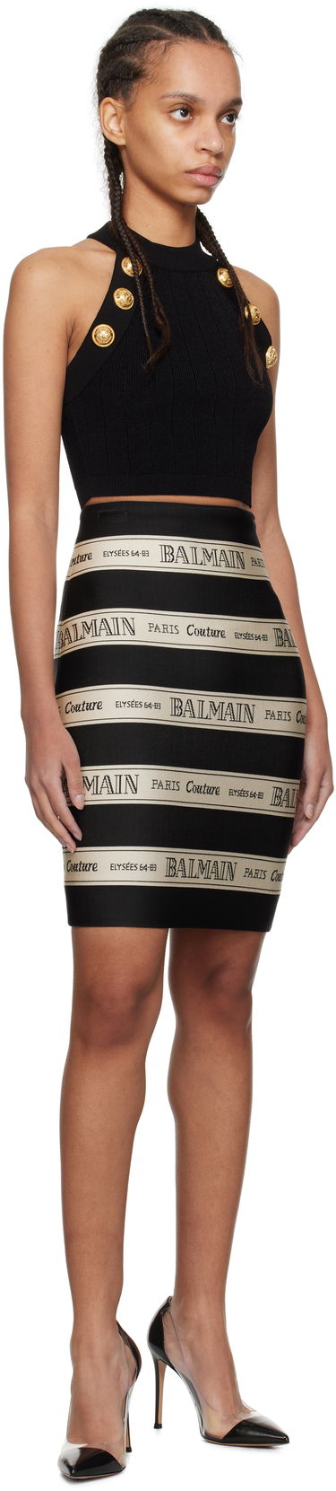 Sukňa Balmain Balmain Jacquard Miniskirt Čierna | EF1LC245JJ95, 3