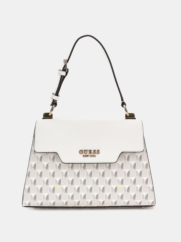Kabelka GUESS Hallie Geometric-Print Handbag Biela | HWJT8740200, 0