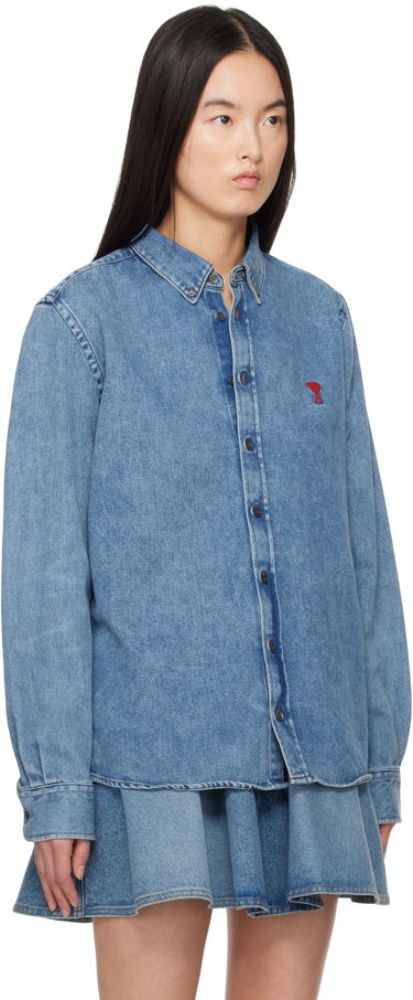 Košeľa AMI AMI Paris ADC Denim Shirt, Size Large Modrá | USH063-DE0056-480, 4