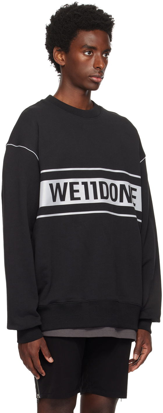 Mikina We11done Men's Reflective Stripe Sweatshirt Čierna | WD-SS5-19-048-BK, 1