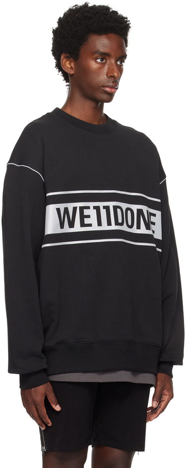 Mikina We11done Men's Reflective Stripe Sweatshirt Čierna | WD-SS5-19-048-BK, 1